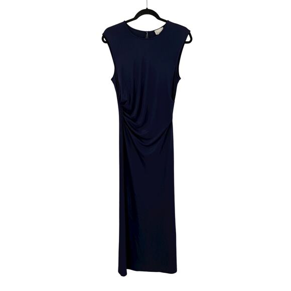 Luxely ruched sleeveless midi dress blue size 8 - Picture 1 of 5